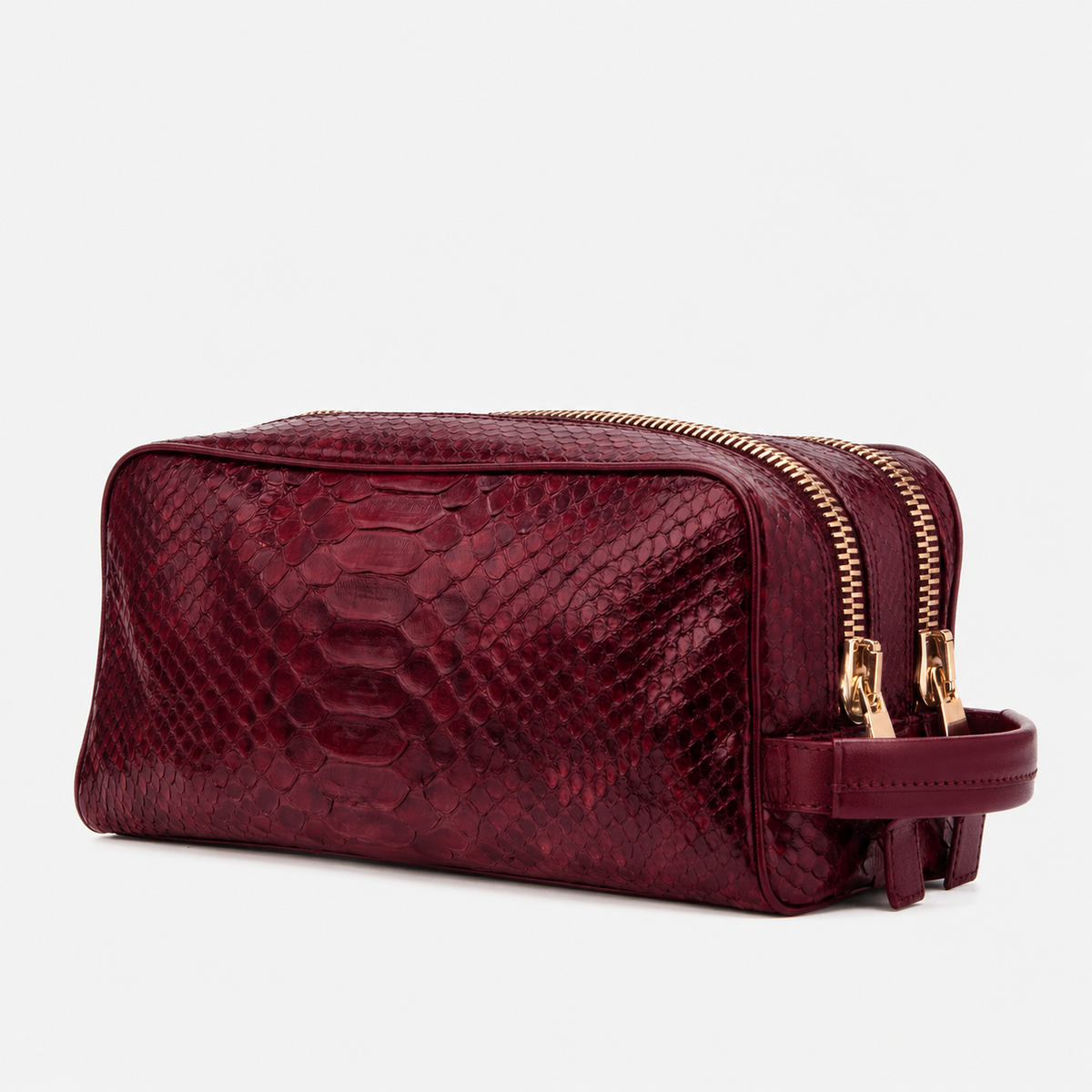 The Belluno Burgundy Python Leather Men’s Essentials Bag