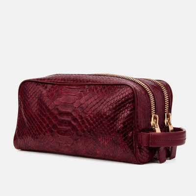 The Belluno Burgundy Python Leather Men’s Essentials Bag