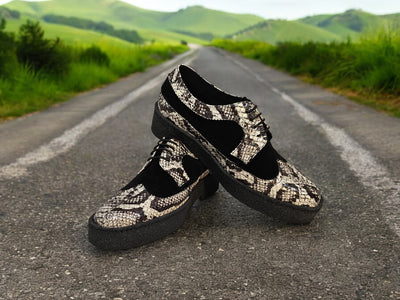 British Walkers Playboy Wingtip Men's Low Cut Black Suede and Python Shoes view 11