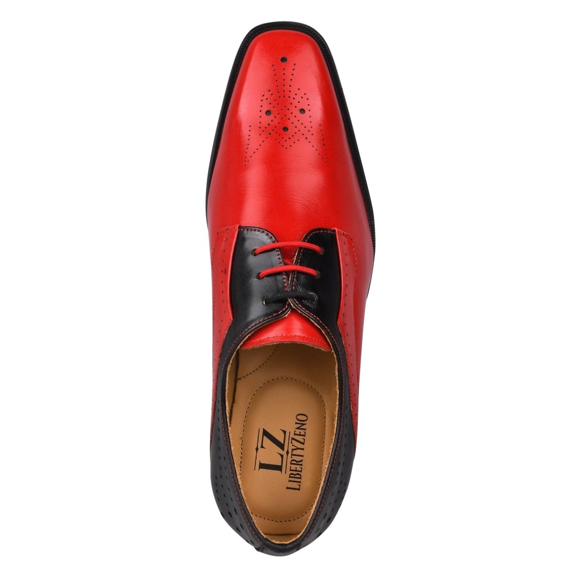 David Oxford Dress Shoes for Men Upper Semi Brogue Lace Up Shoes, Red/ Black / 13 - LIBERTYZENO David Oxford Dress Shoes for Men Upper Semi Brogue Lace Up Shoes, Red/ Black / 13 - LIBERTYZENO