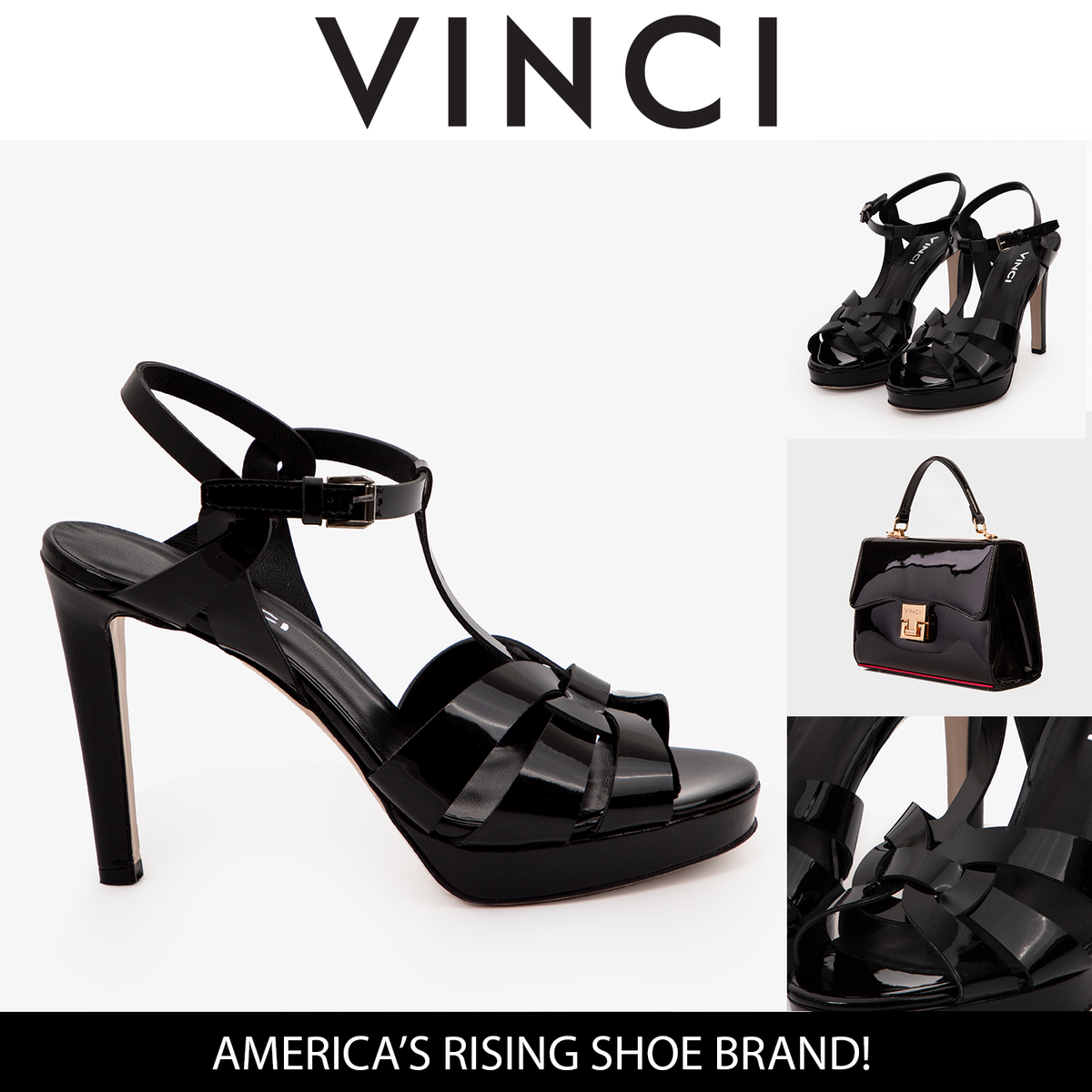 Vinci Leather The Parisian Black Patent Leather T-Strap Platform Heel Women Sandal – product view 13