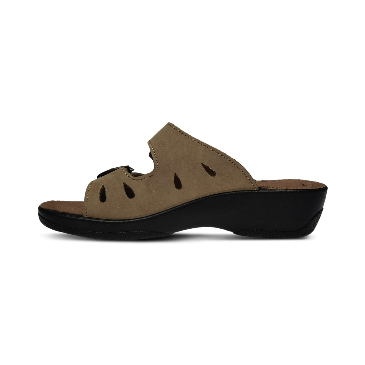Flexus Decca Beige Nubuck slide sandal, inner side profile