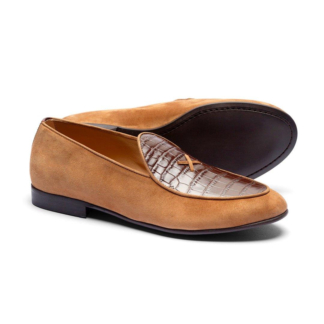 Del Toro Shoes Men's Cognac Croc Milano Loafer