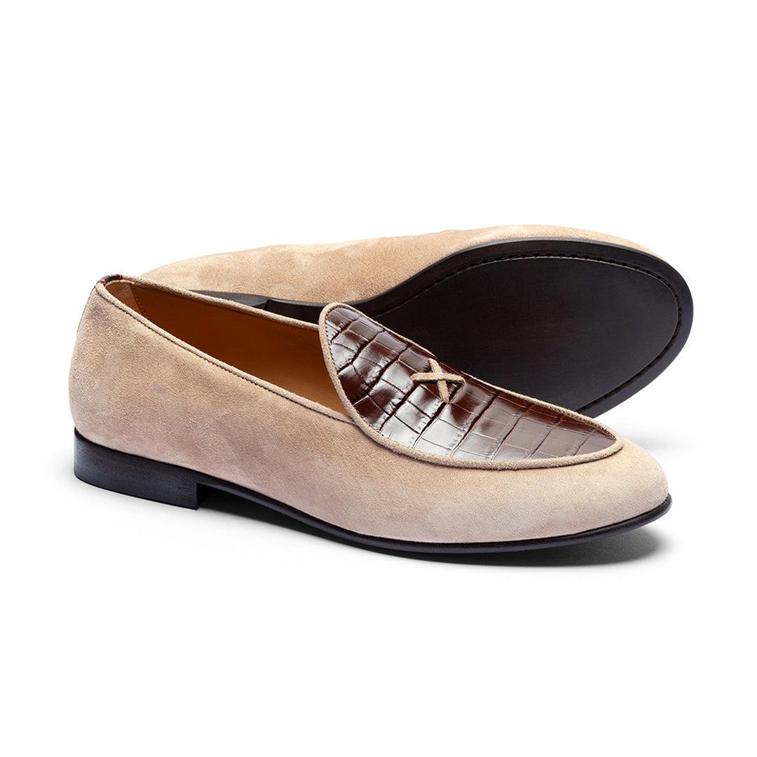 Del Toro Shoes Men's Sandstone Croc Milano Loafer