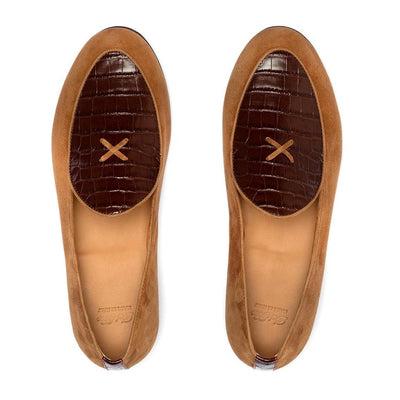 Del Toro Shoes Men's Cognac Croc Milano Loafer