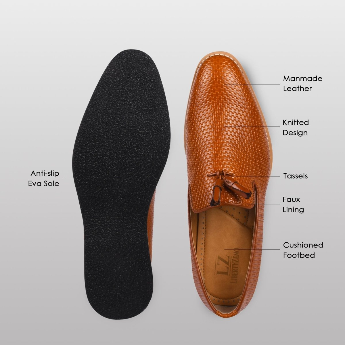 Liberty Zeno Denis Mens knitted Upper Eva Sole Tassel Loafers