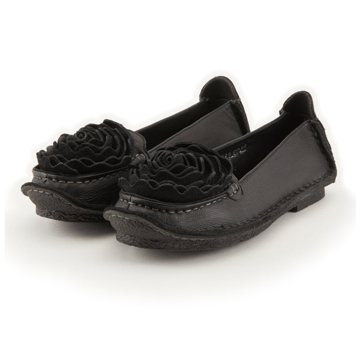 L'Artiste Dezi Black flats, pair, front three-quarter view