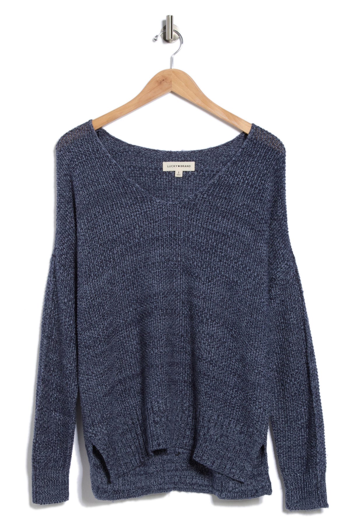 [7WP5056-410] WOMENS LUCKY BRAND SPRING WEIGHT V NECK PULLOVER - AMERICAN NAVY – product view 3