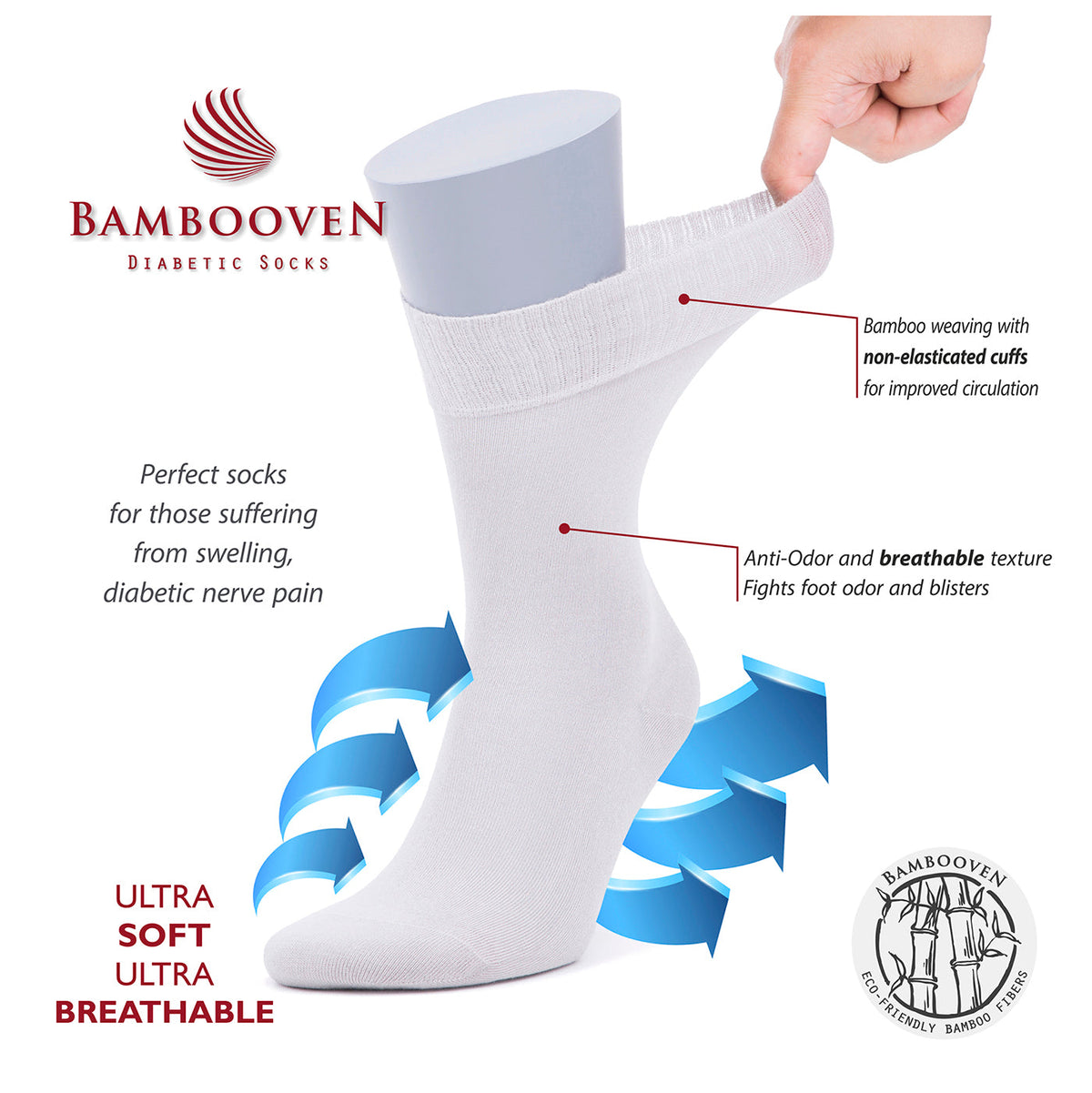 Men’s Bamboo Diabetic Socks 2-Pack - Ultra Thin – product view 2