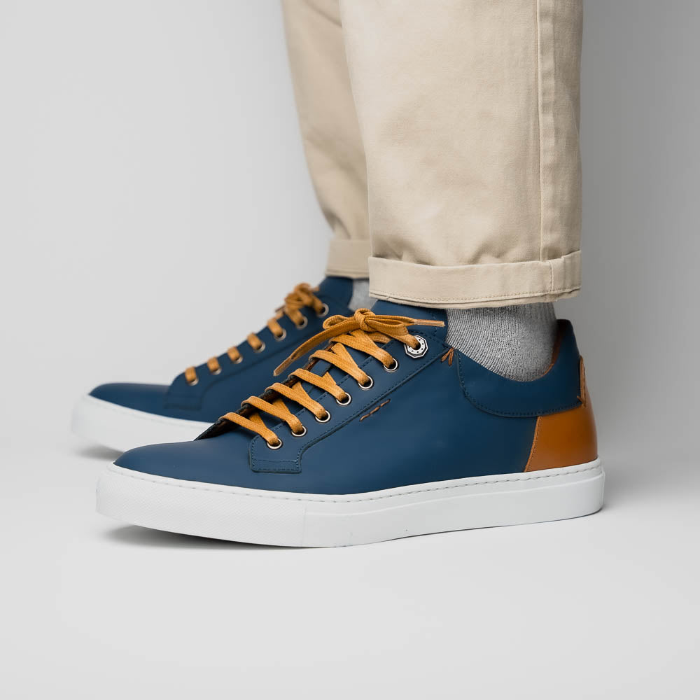 Zelli Italia Men's 65-229-NVY Diaz Rubberized Calfskin Sneaker Navy