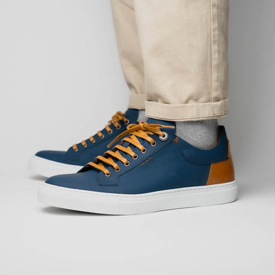 Zelli Italia Men's 65-229-NVY Diaz Rubberized Calfskin Sneaker Navy