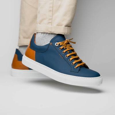 Zelli Italia Men's 65-229-NVY Diaz Rubberized Calfskin Sneaker Navy