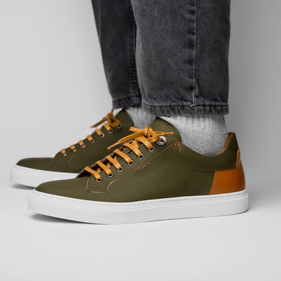 Zelli Italia Men's 65-229-OLV Diaz Rubberized Calfskin Sneaker Olive Green