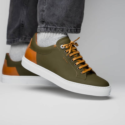 Zelli Italia Men's 65-229-OLV Diaz Rubberized Calfskin Sneaker Olive Green
