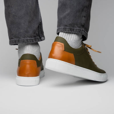 Zelli Italia Men's 65-229-OLV Diaz Rubberized Calfskin Sneaker Olive Green