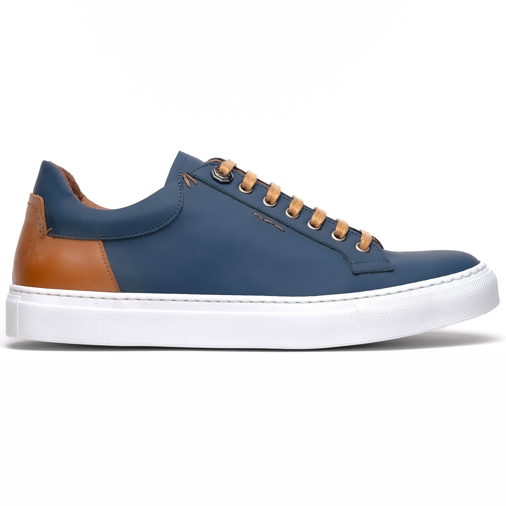 Zelli Italia Men's 65-229-NVY Diaz Rubberized Calfskin Sneaker Navy