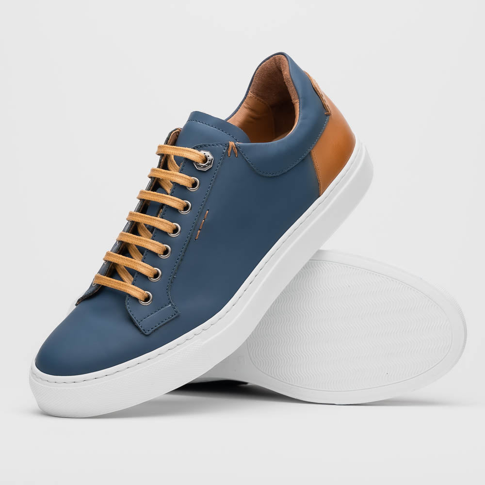 Zelli Italia Men's 65-229-NVY Diaz Rubberized Calfskin Sneaker Navy