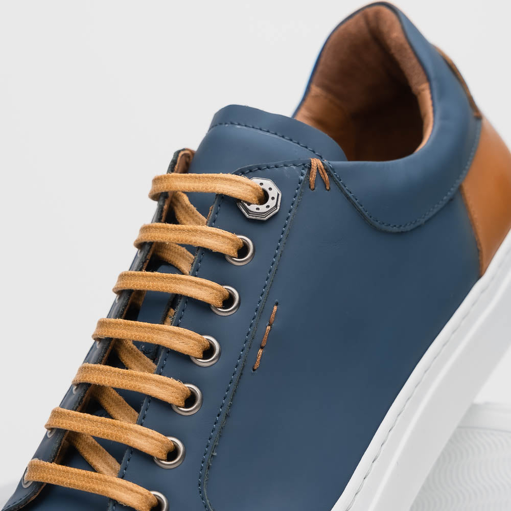 Zelli Italia Men's 65-229-NVY Diaz Rubberized Calfskin Sneaker Navy