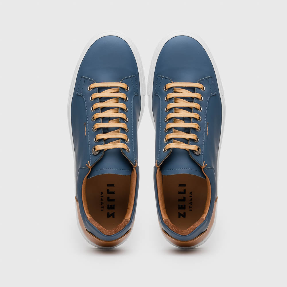 Zelli Italia Men's 65-229-NVY Diaz Rubberized Calfskin Sneaker Navy