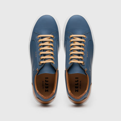 Zelli Italia Men's 65-229-NVY Diaz Rubberized Calfskin Sneaker Navy
