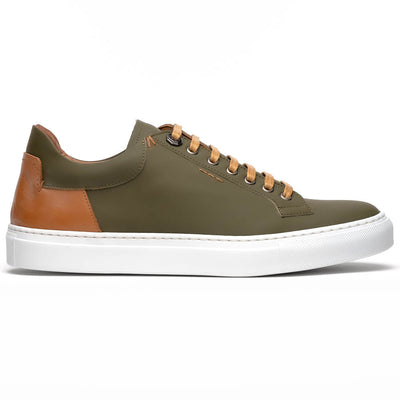 Zelli Italia Men's 65-229-OLV Diaz Rubberized Calfskin Sneaker Olive Green