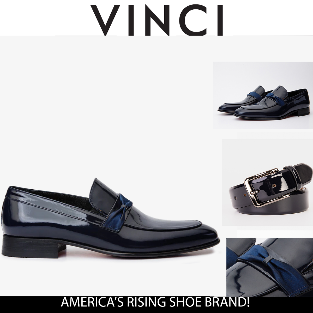 Vinci Leather The Dodoma Navy Patent Leather Loafer Men Shoe – product view 5