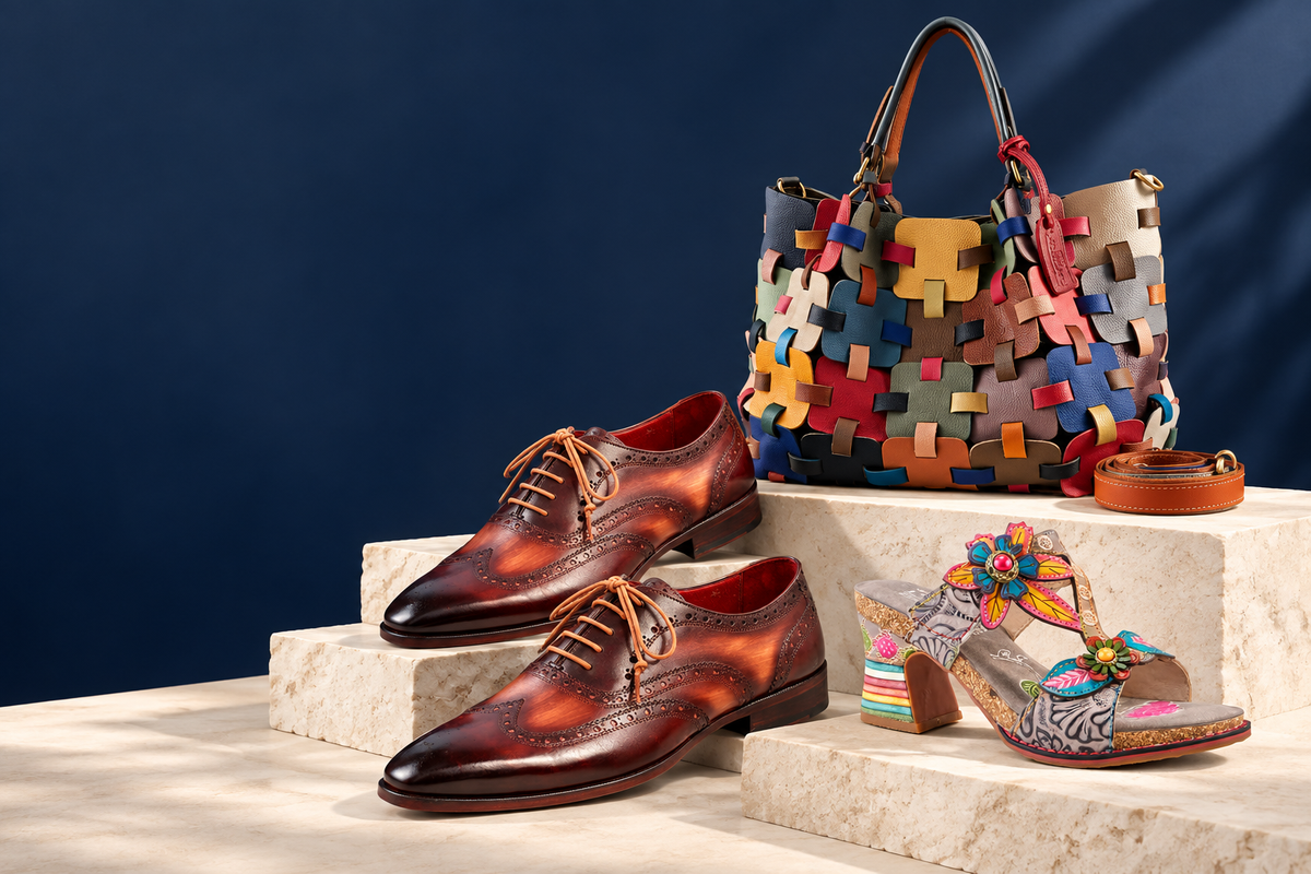 Editorial footwear and accessories composition