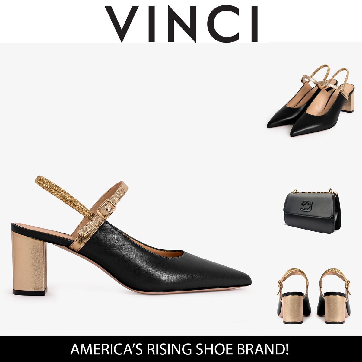 Vinci Leather The Pompei Black Leather Slingback Women Sandal – product view 6