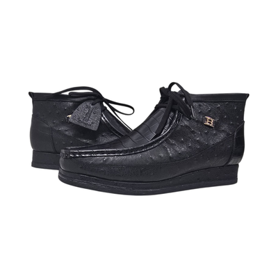 British Walkers New Castle Dual Print chukka boots in black, pair at a three-quarter angle