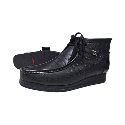 British Walkers New Castle Dual Print chukka boots in black, pair and removable insole