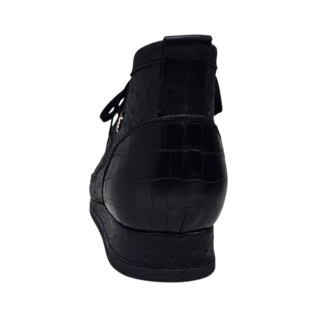 British Walkers New Castle Dual Print chukka boots in black, rear view