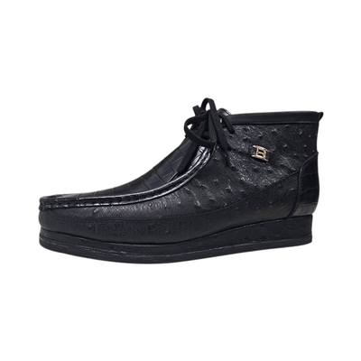 British Walkers New Castle Dual Print chukka boots in black, side profile