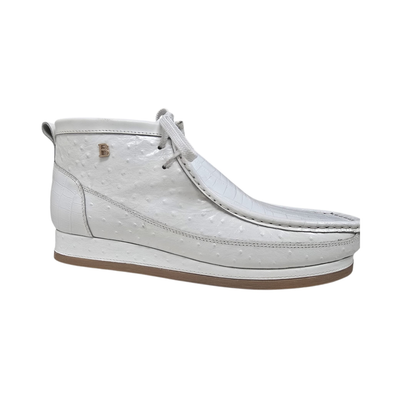 British Walkers New Castle Dual Print chukka boots in white, side profile