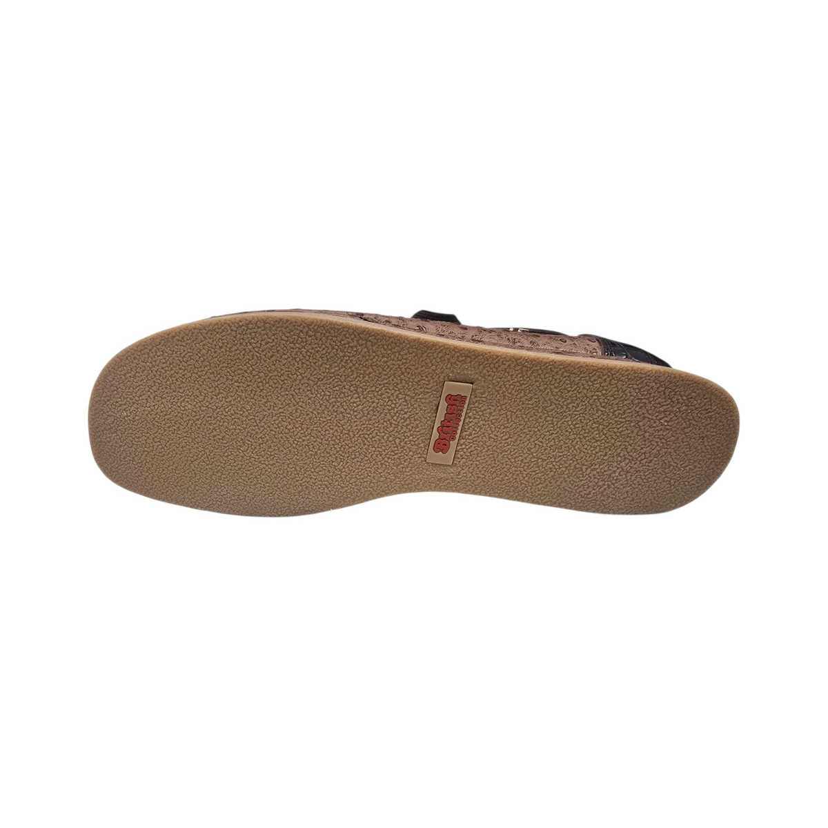British Walkers New Castle Dual Print chukka boots in tan and dark brown, outsole view