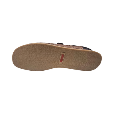 British Walkers New Castle Dual Print chukka boots in tan and dark brown, outsole view