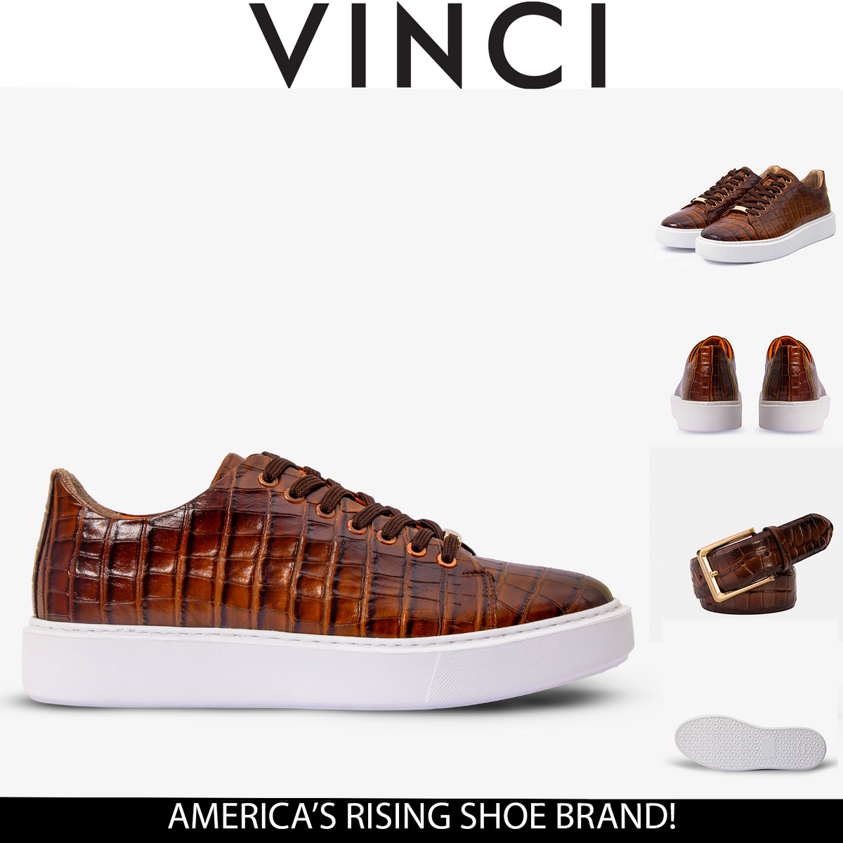 Vinci Leather The Dublin Tan Leather Men Sneaker – product view 6