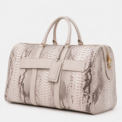 The Velar Nutural  Hand-Painted Python Leather Weekender Bag