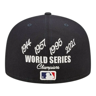 New Era Atlanta Braves Crown Champs WS Men Fitted Hat Navy
