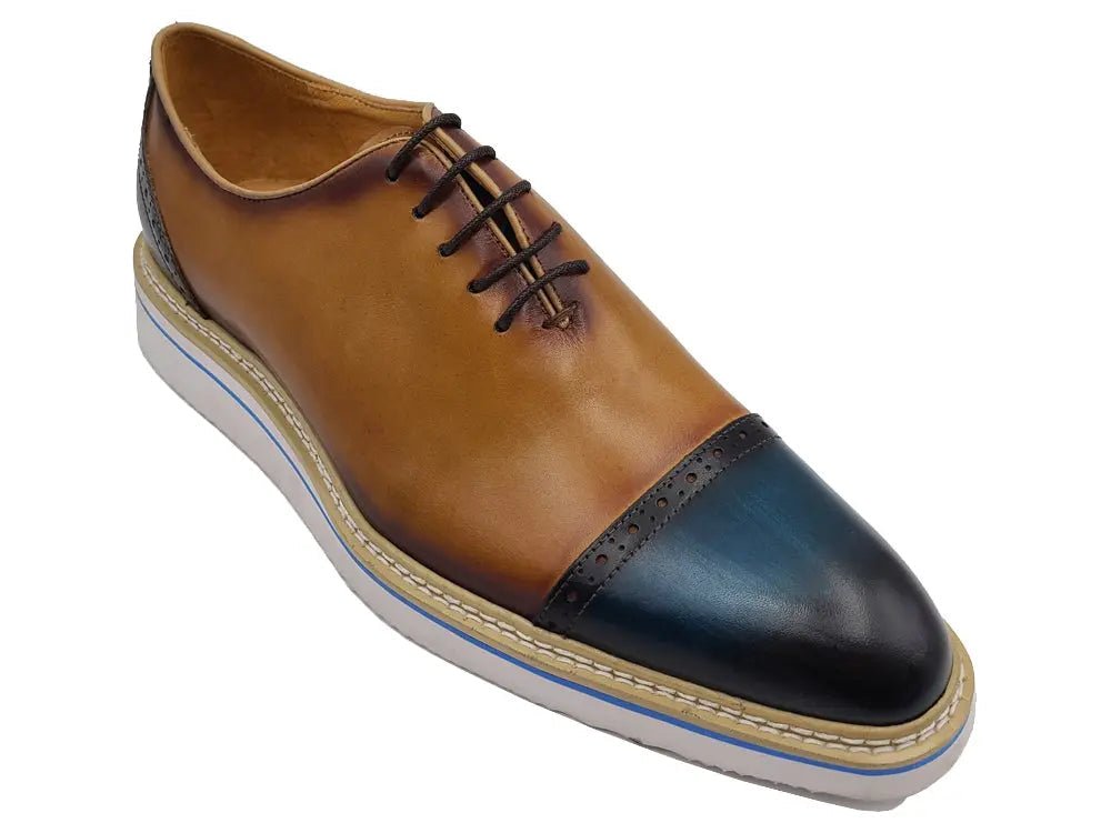 Carrucci Shoes Elegant Two Tone Cap Toe Calfskin Oxford KS55220T