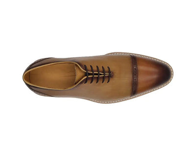 Carrucci Shoes Elegant Two Tone Cap Toe Calfskin Oxford KS55220T