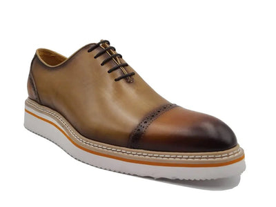 Carrucci Shoes Elegant Two Tone Cap Toe Calfskin Oxford KS55220T