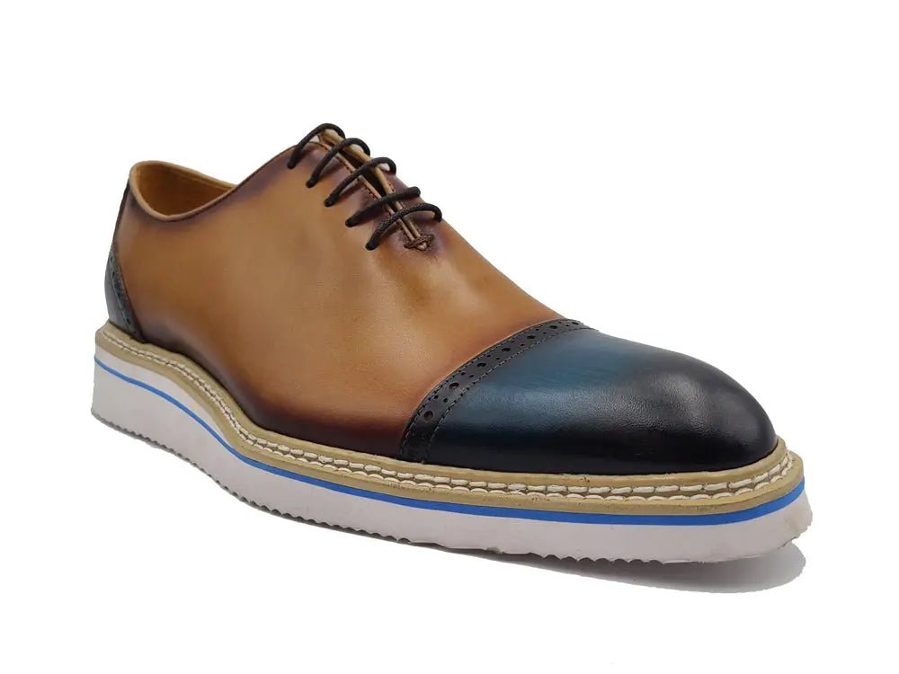 Carrucci Shoes Elegant Two Tone Cap Toe Calfskin Oxford KS55220T