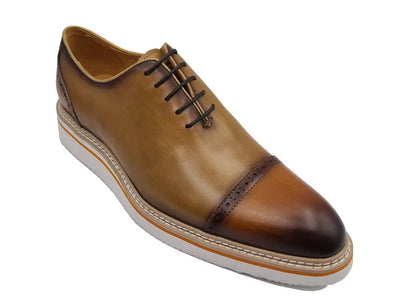 Carrucci Shoes Elegant Two Tone Cap Toe Calfskin Oxford KS55220T