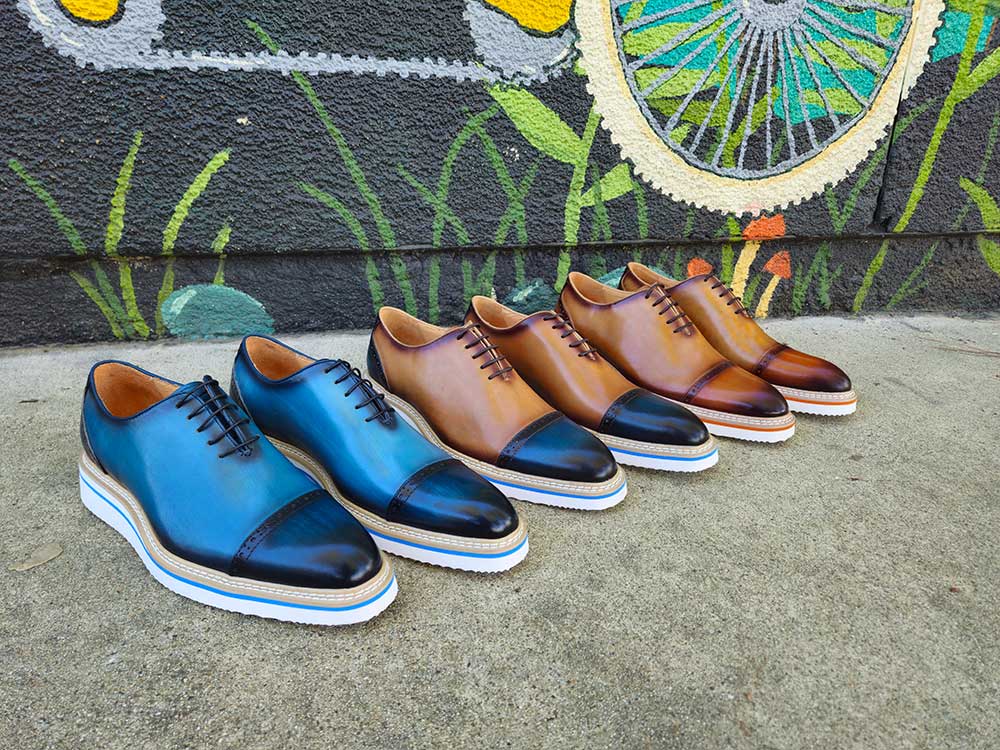 Carrucci Shoes Elegant Two Tone Cap Toe Calfskin Oxford KS55220T