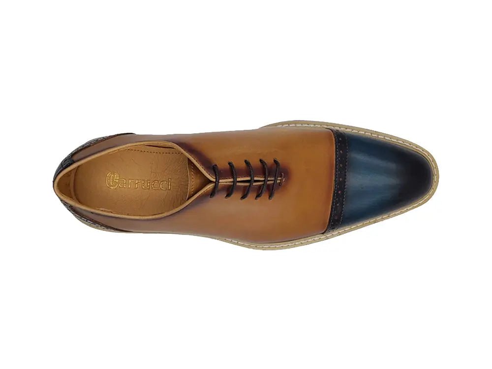 Carrucci Shoes Elegant Two Tone Cap Toe Calfskin Oxford KS55220T