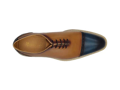 Carrucci Shoes Elegant Two Tone Cap Toe Calfskin Oxford KS55220T