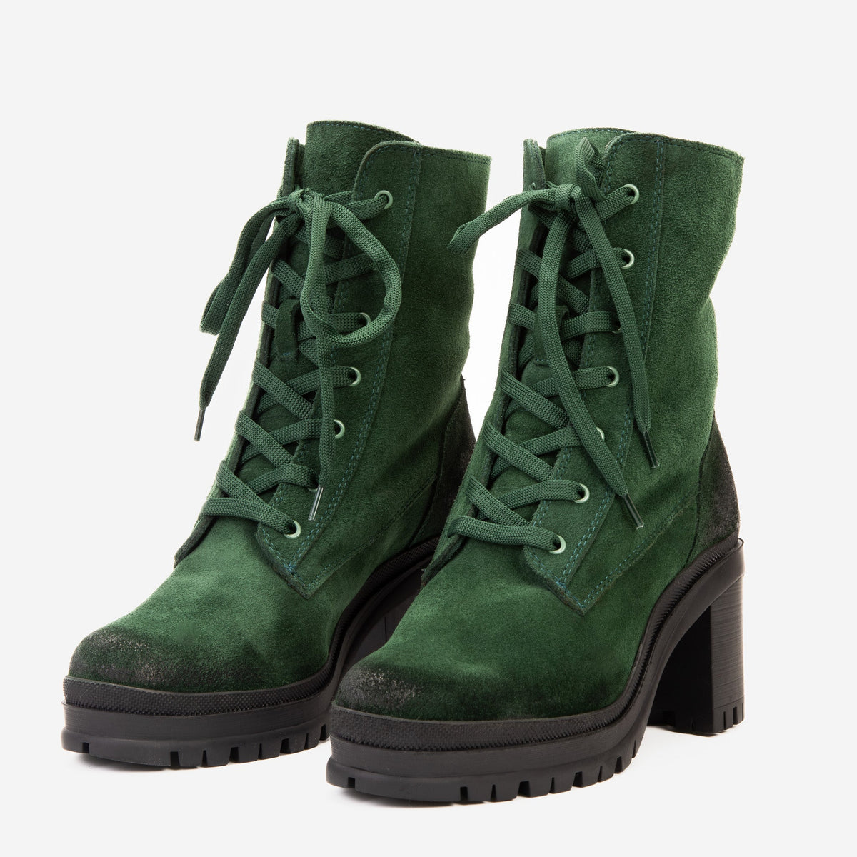 Vinci Leather The Elera Green Leather Block Heel Women Boot – product view 3