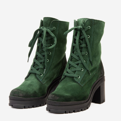 Vinci Leather The Elera Green Leather Block Heel Women Boot – product view 3