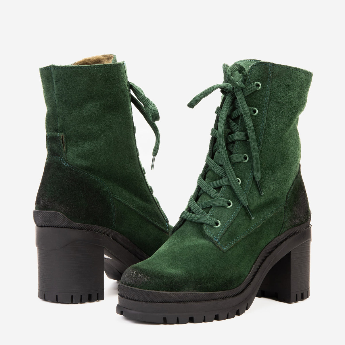 Vinci Leather The Elera Green Leather Block Heel Women Boot – product view 5