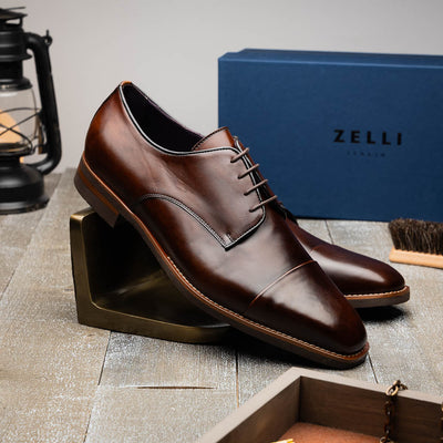 Zelli Italia Men's 25-550-CST ENZO Italian Calfskin Cap Toe Chestnut
